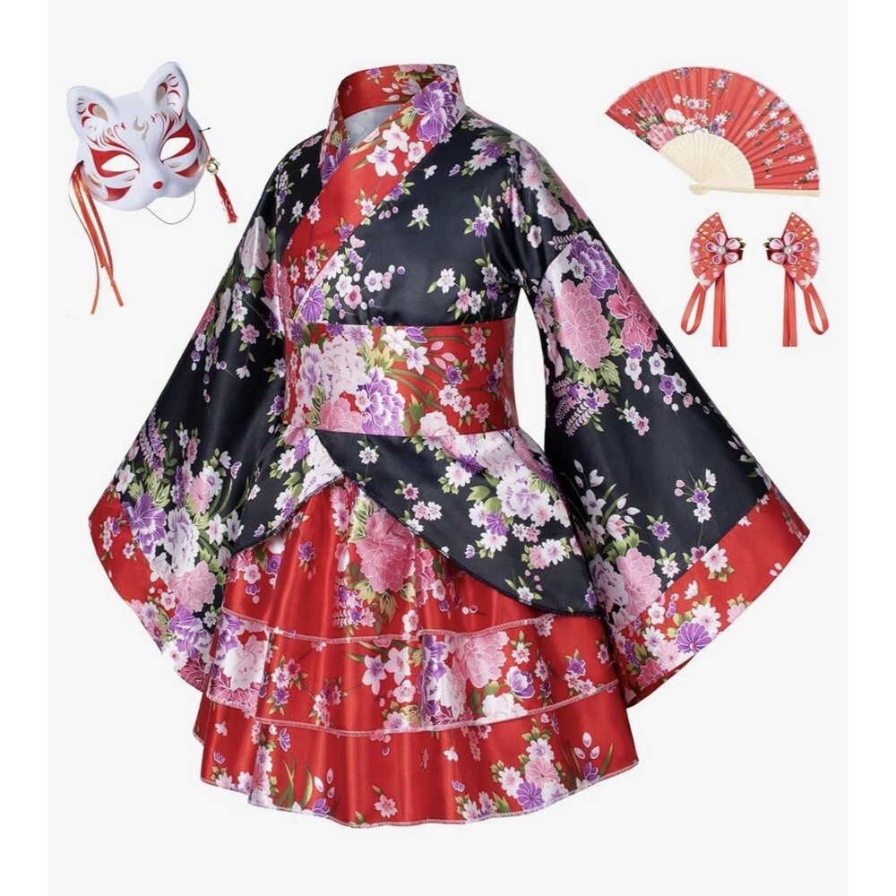 Japanese Traditional Dress Kimono Robe Girls Size 150cm 10-12‎ Halloween Costume - Picture 8 of 8